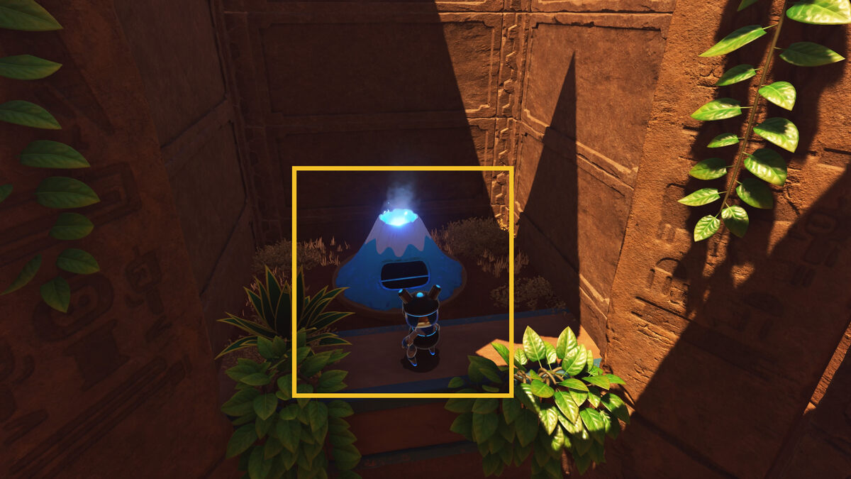 Astro Bot Hieroglitch Pyramid: Astro exploring a pyramid.