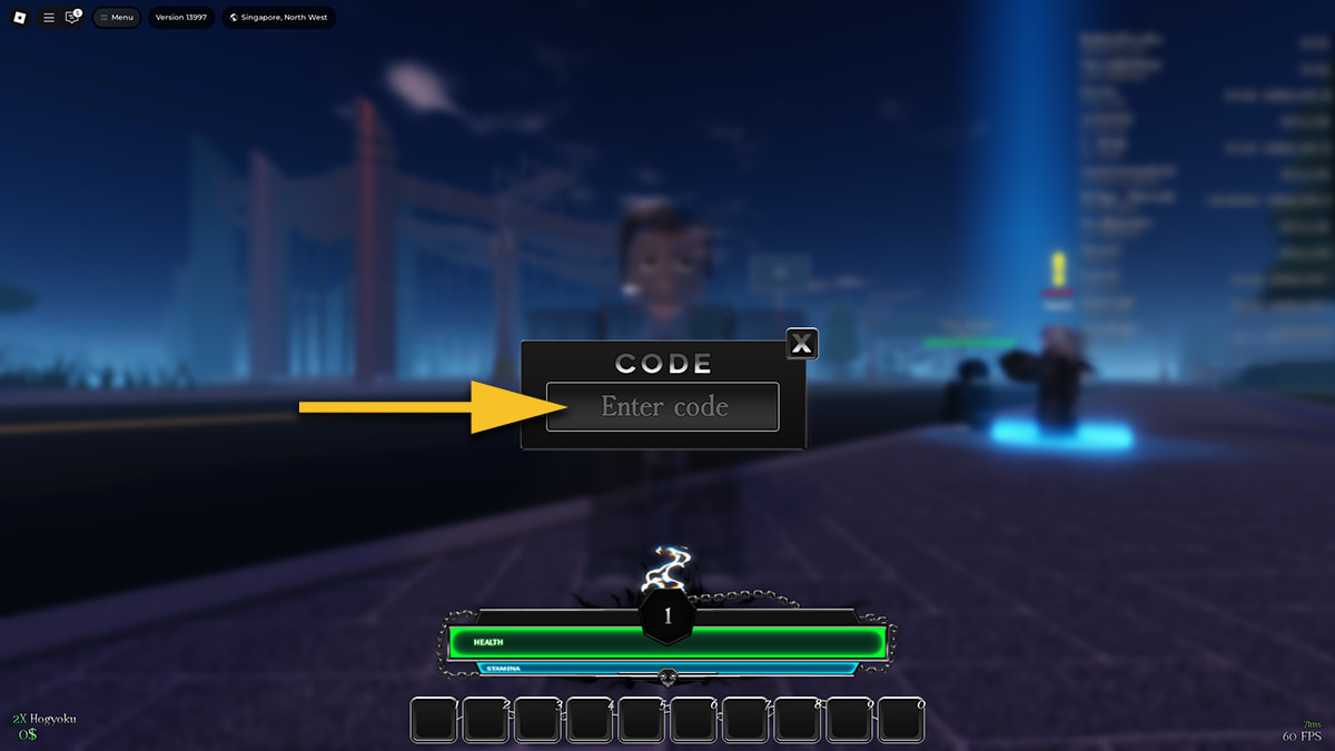 Image of the code redemption window in Hollow Era game on Roblox.