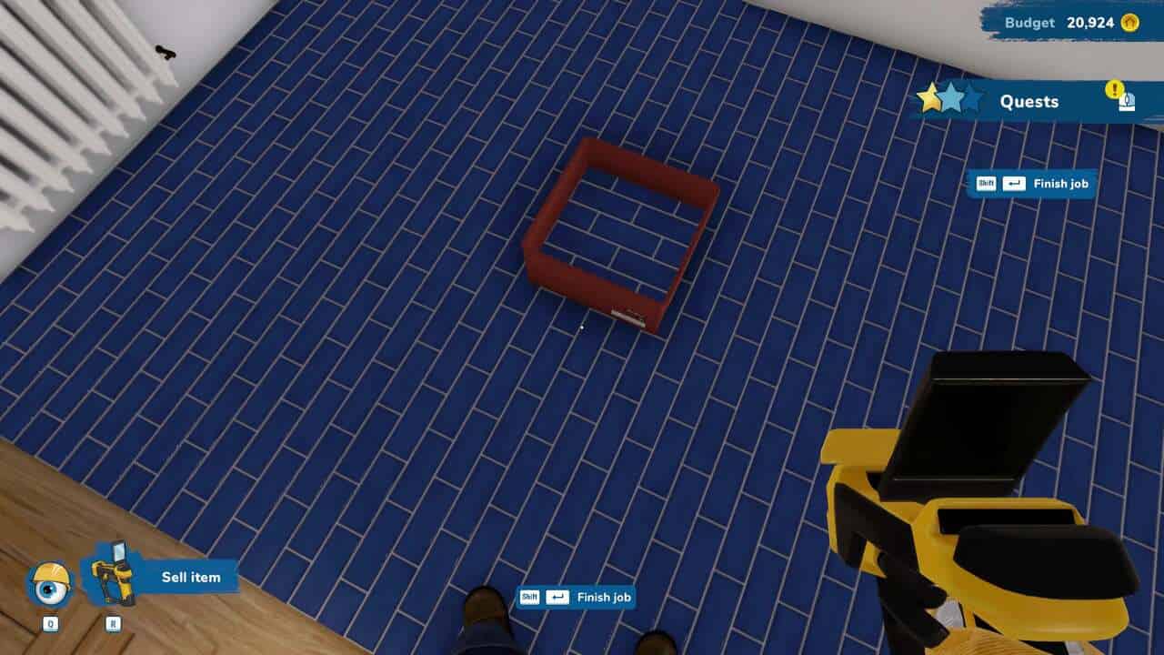 House Flipper 2 tips and tricks: A player selling a box of tiles
