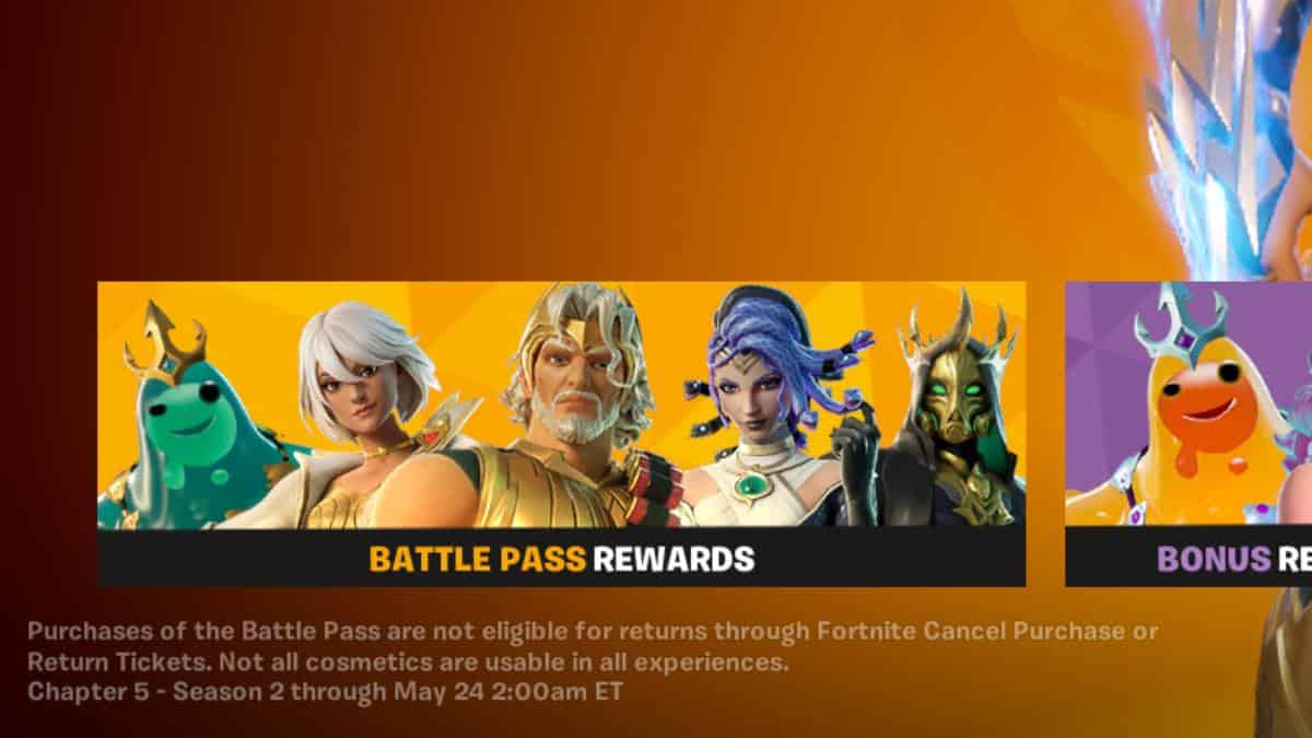 How long do Fortnite seasons last: A close-up of the Battle Pass Rewards icon showing the duration of Fortnite Chapter 5 Season 2.
