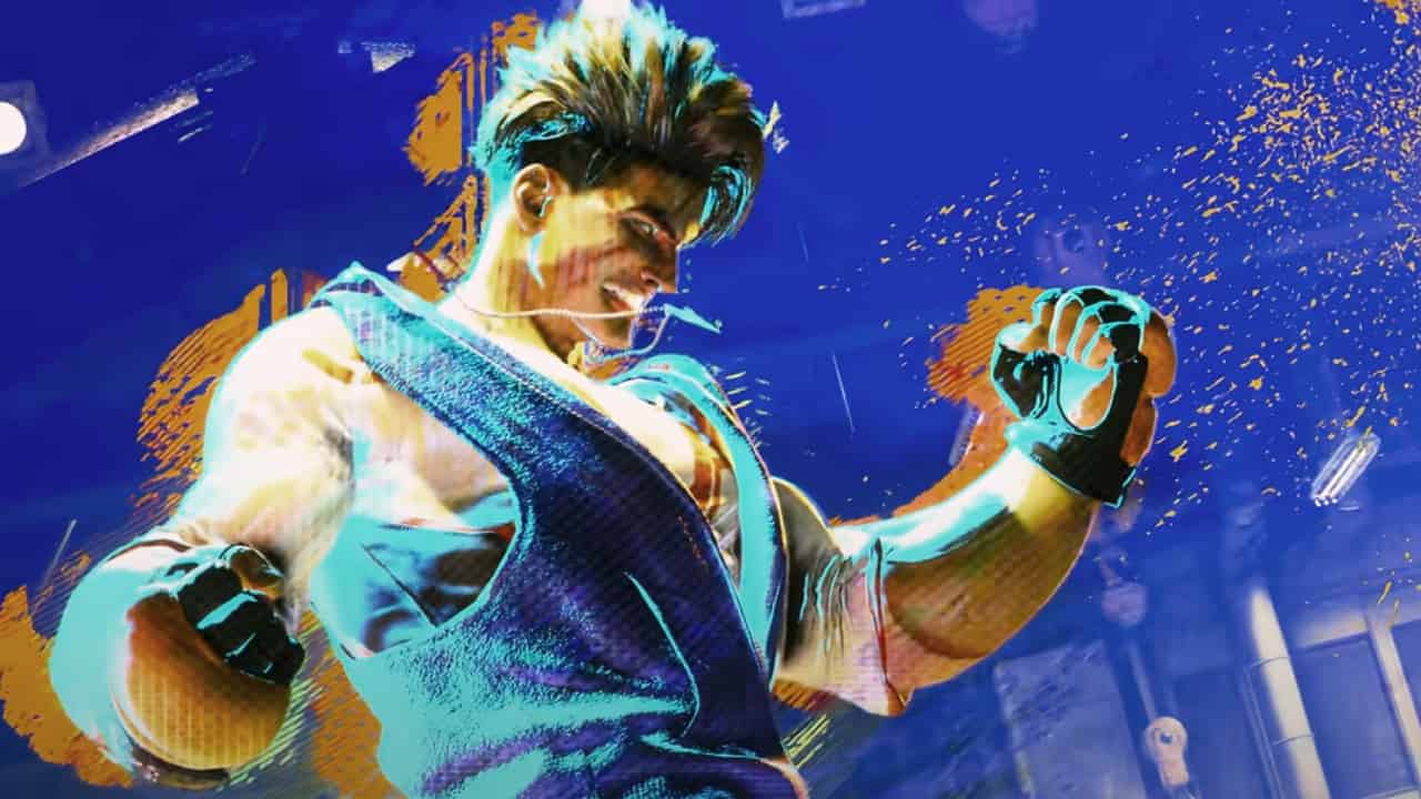 How to get Drive Tickets in Street Fighter 6: An orange and blue colour filter overlaid across fighter Luke as he strikes a target off-screen.