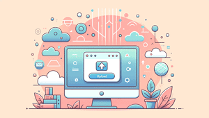 An illustration of a computer with a cloud on it, showcasing the ability to upload files to ChatGPT.