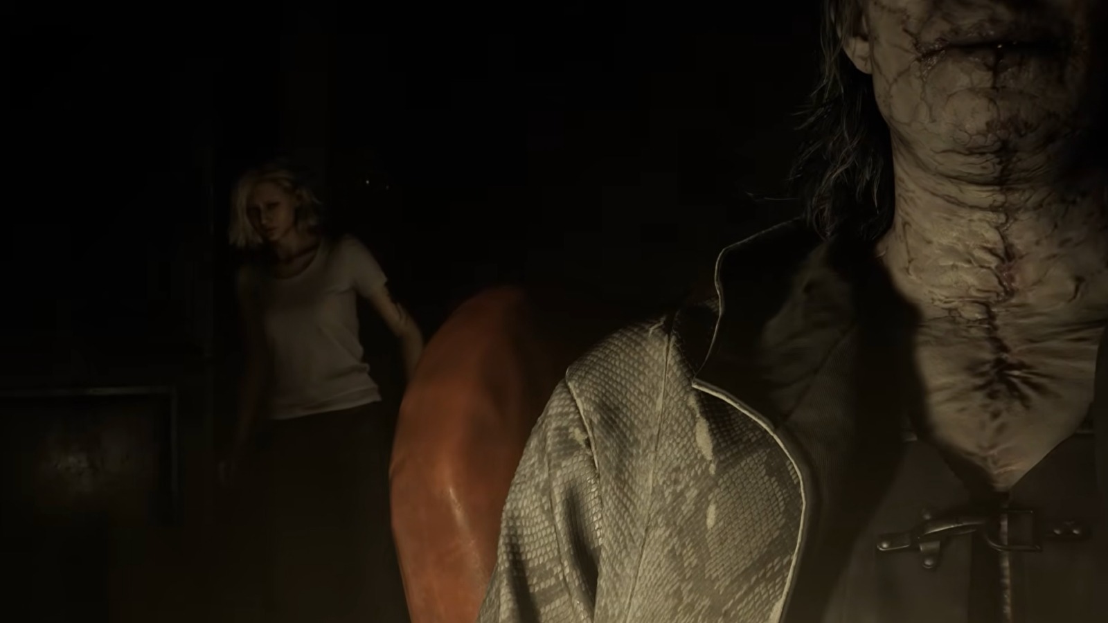 Resident Evil Requiem - Victor Gideon with Grace in the background