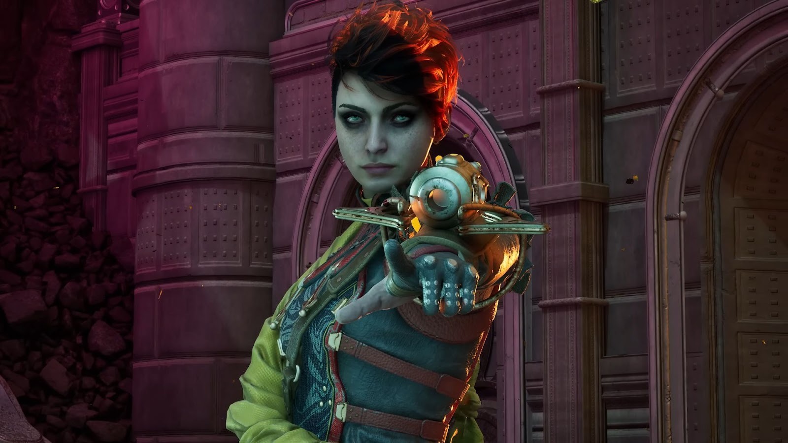 The Outer Worlds 2 - Aza threatens the viewer with flamethrower