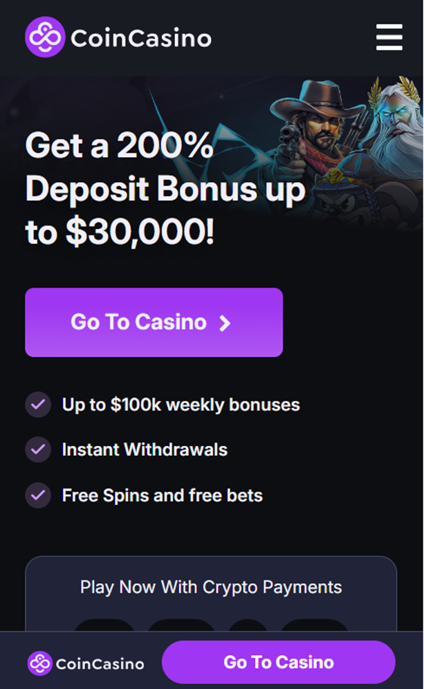 CoinCasino gok app met crypto betalingen, snelle uitbetalingen en casinospellen