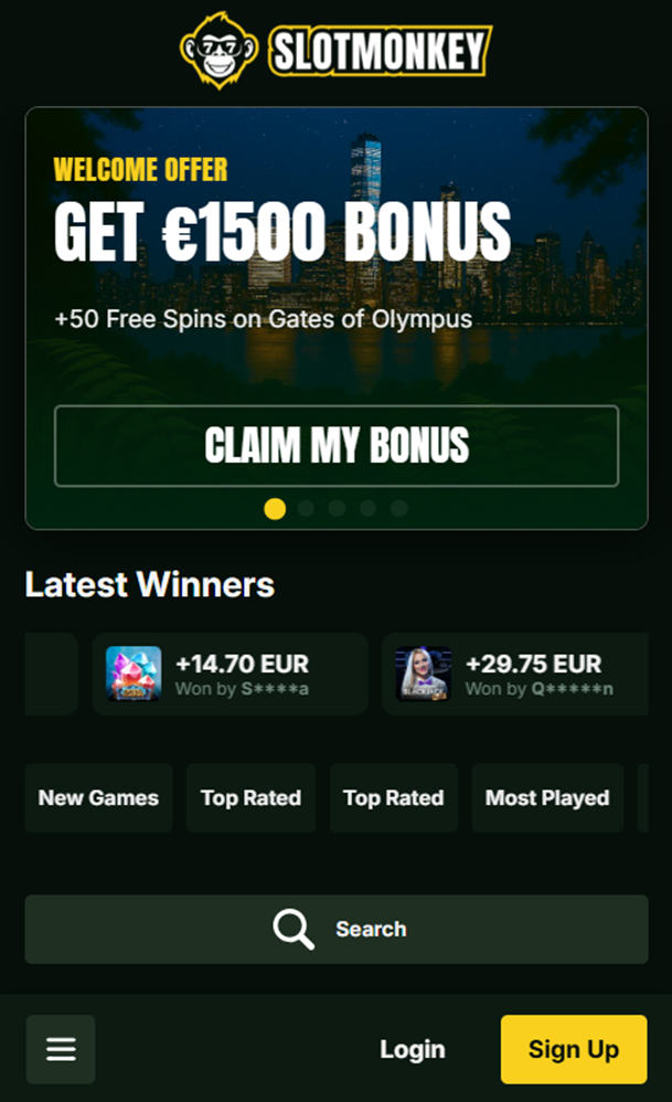 SlotMonkey casino app met live spellen van Evolution en Pragmatic Play