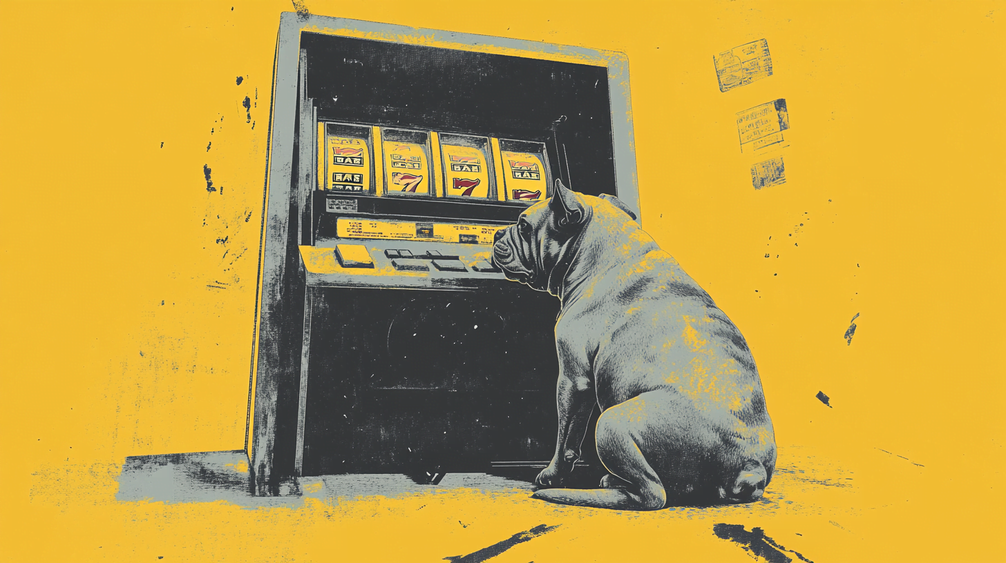A stylised image of a British bulldog playing a UK slot machine