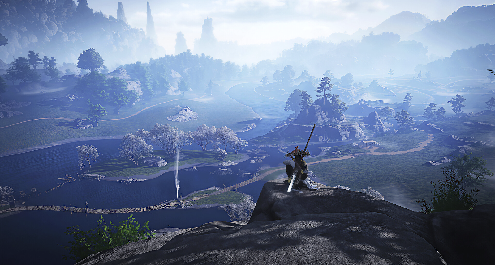 Where Winds Meet - Our protagonist looks out over a gorgeous valley