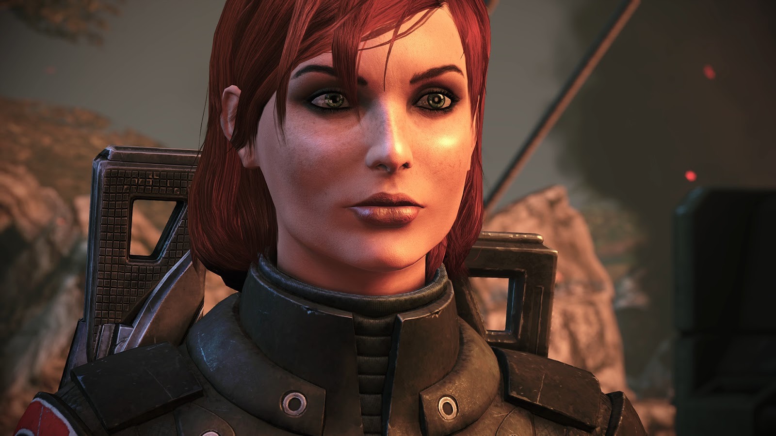 Mass Effect 3 - Commander Shepard looks heroically into the middle distance