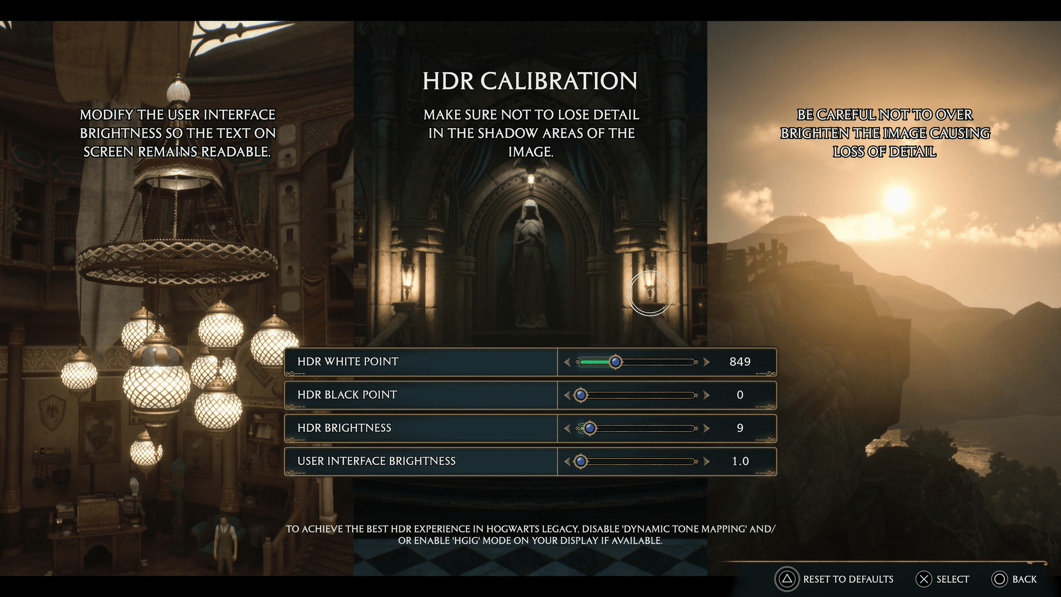 best HDR settings for Hogwarts Legacy 