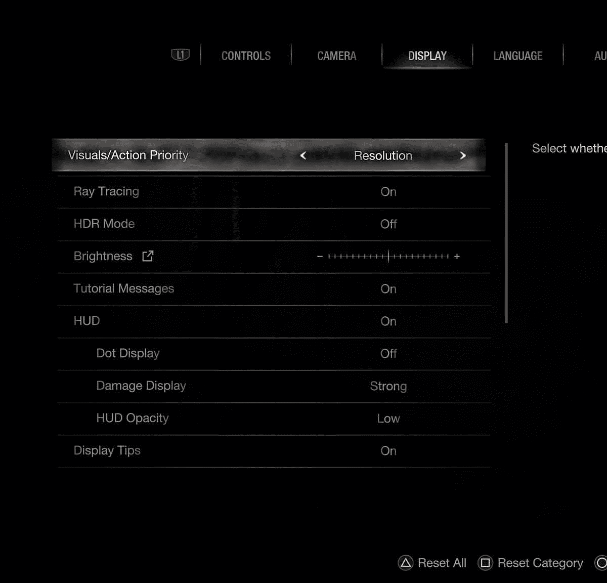 Resident Evil 4 Remake PS5 graphics settings - Resolution Mode 