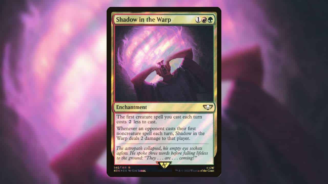 Most expensive MTG Warhammer cards: Shadow in the Warp, decorative. A man is screaming while holding his head.