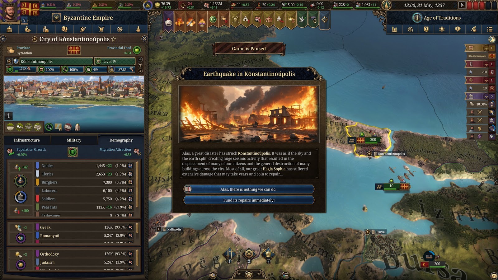 Europa Universalis V - Earthquake event screen