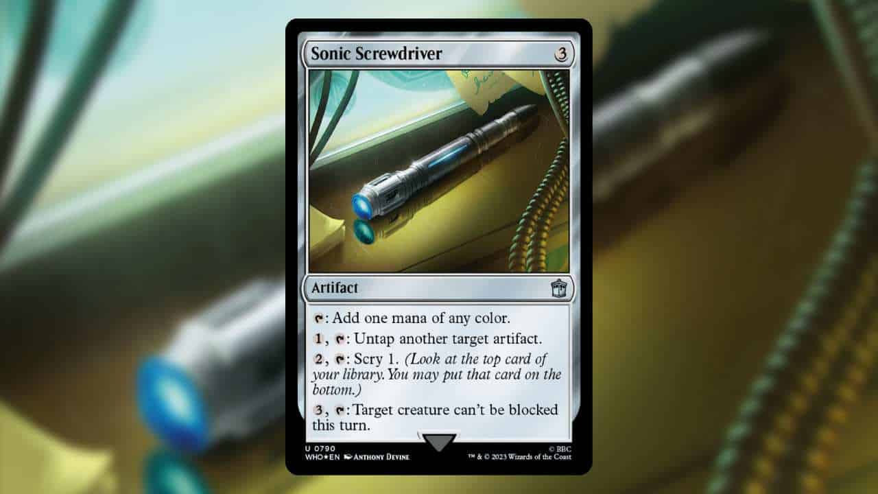The most expensive MTG Doctor Who cards: The iconic Sonic Screwdriver, a gadget with a blue orb at the top.