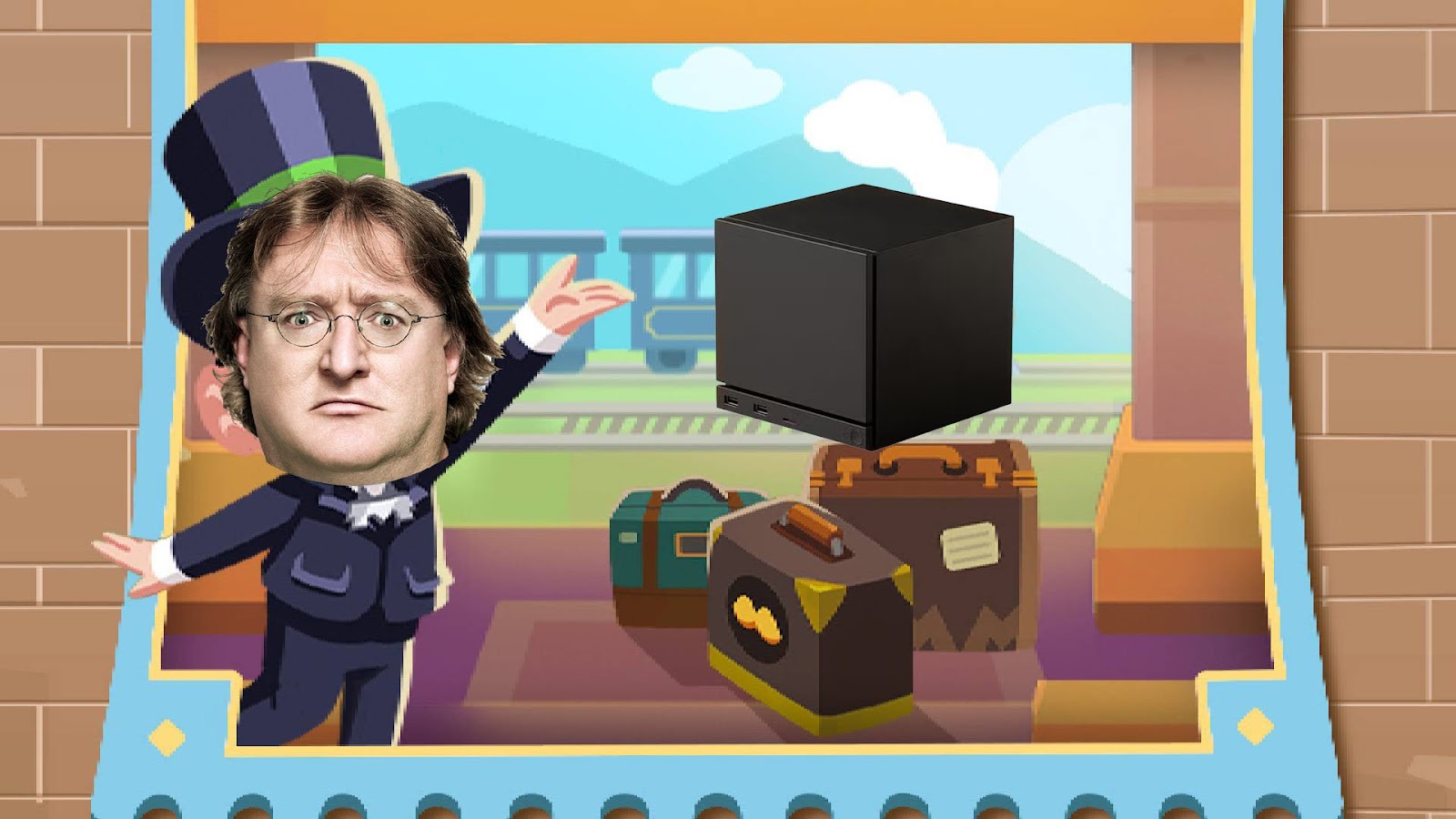 Gabe Newell as the Monopoly Man.