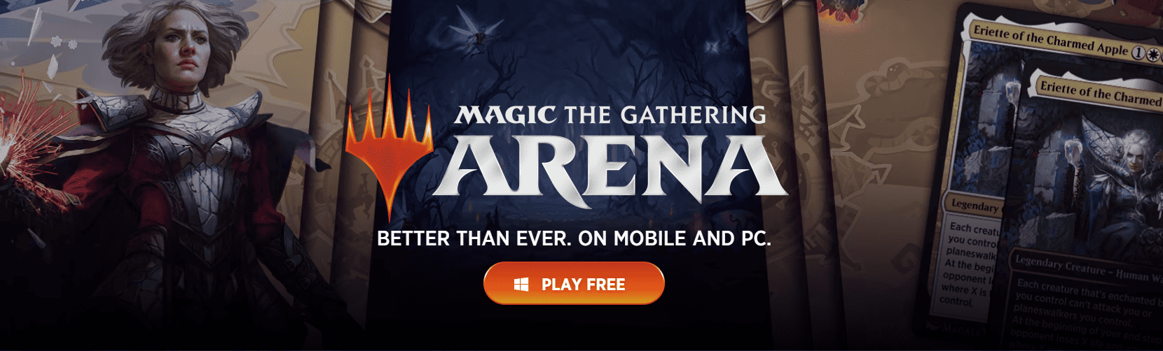 picture of the download screen for mtg arena from the Wizards of the Coast website.