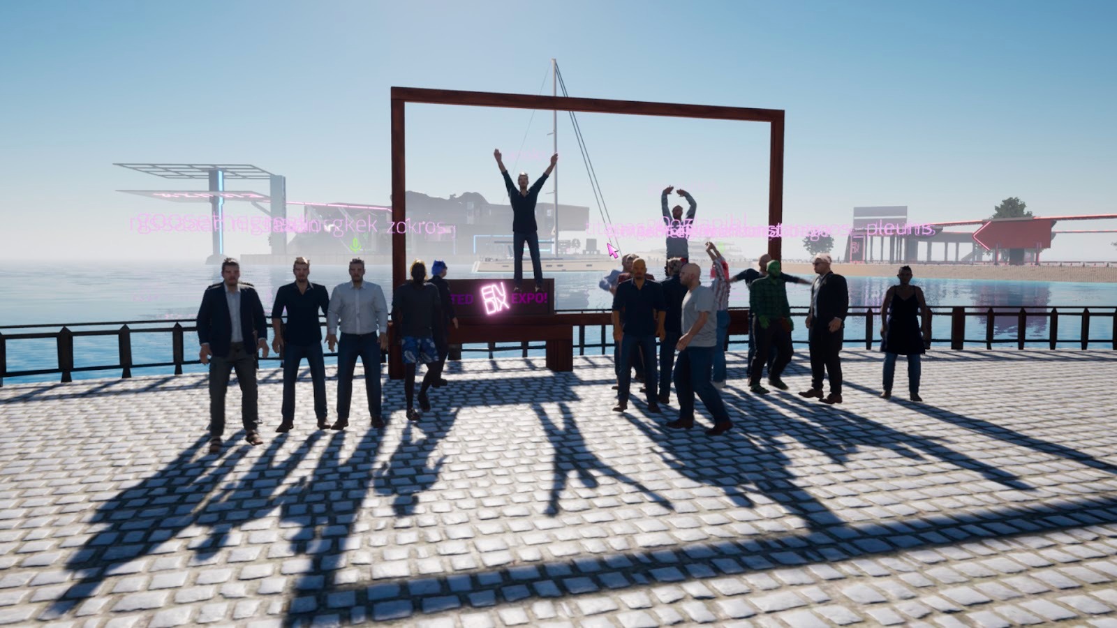 Endix - Attendees celebrate on a scenic pier