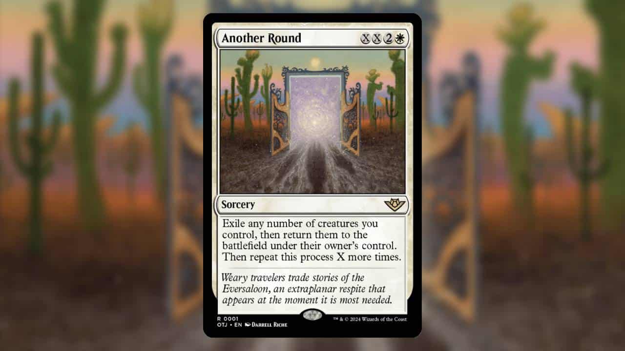 The best Outlaws of Thunder Junction cards MTG: A doorway in a desert with a portal inside.