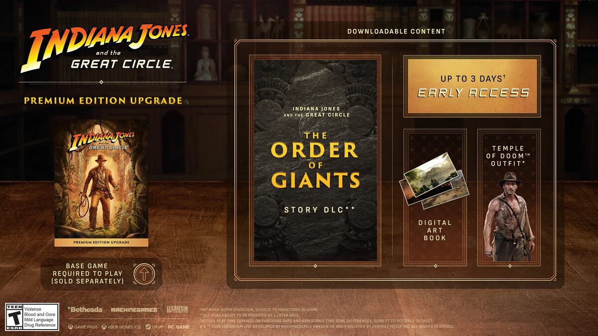 Indiana Jones and the Great Circle pre-order bonus: pre-order details graphic.
