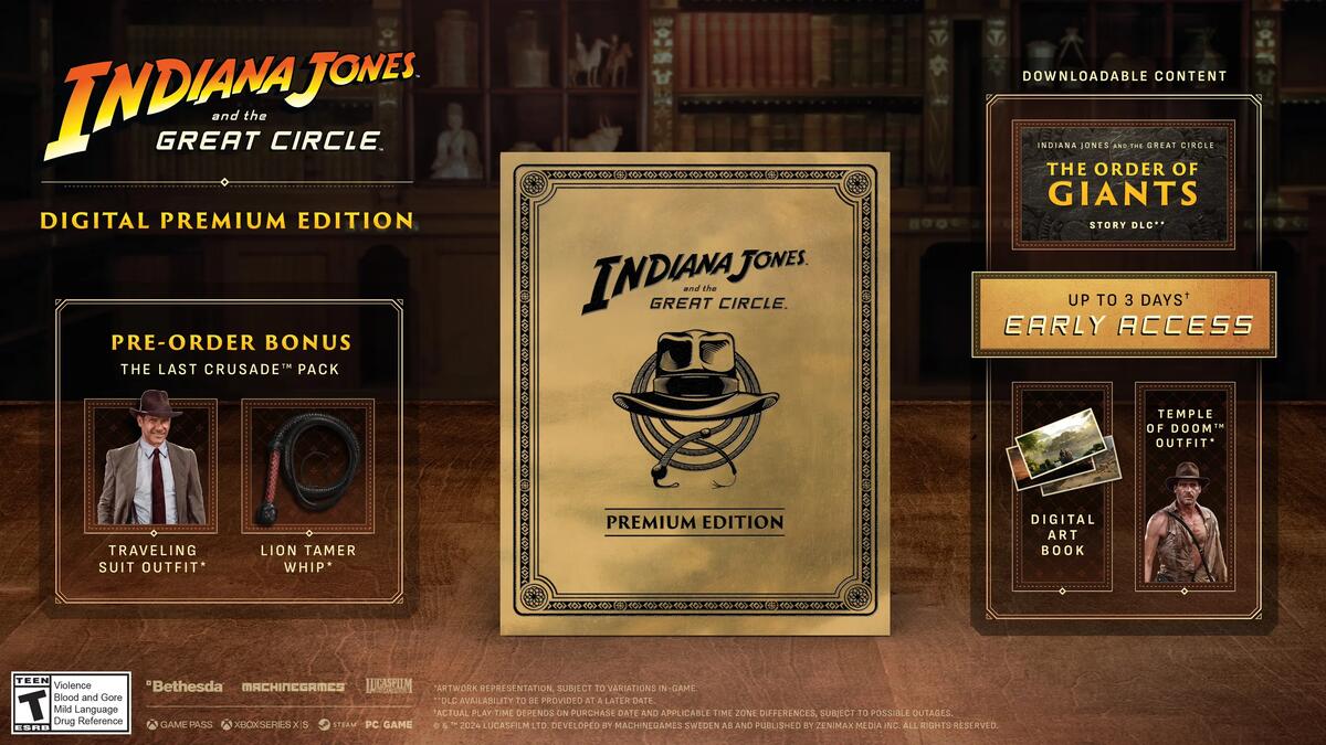 Indiana Jones and the Great Circle pre-order bonus: pre-order details graphic.