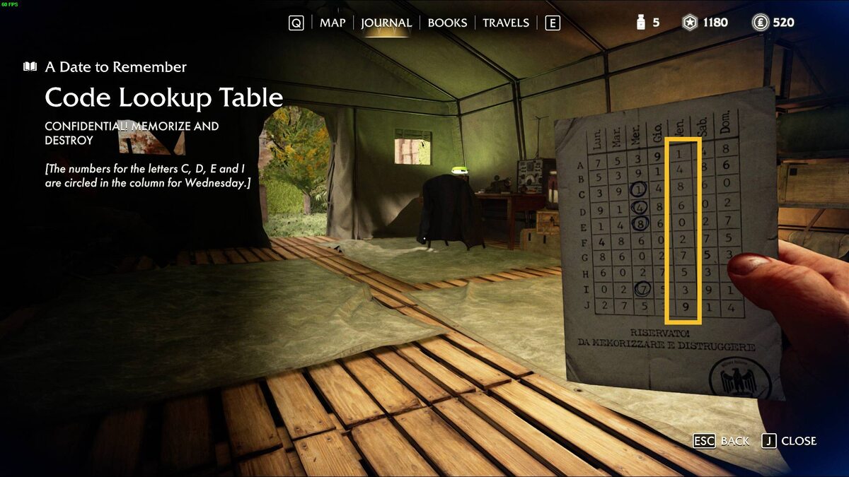 Indiana Jones A Day to Remember chest code: Blackshirt tent.