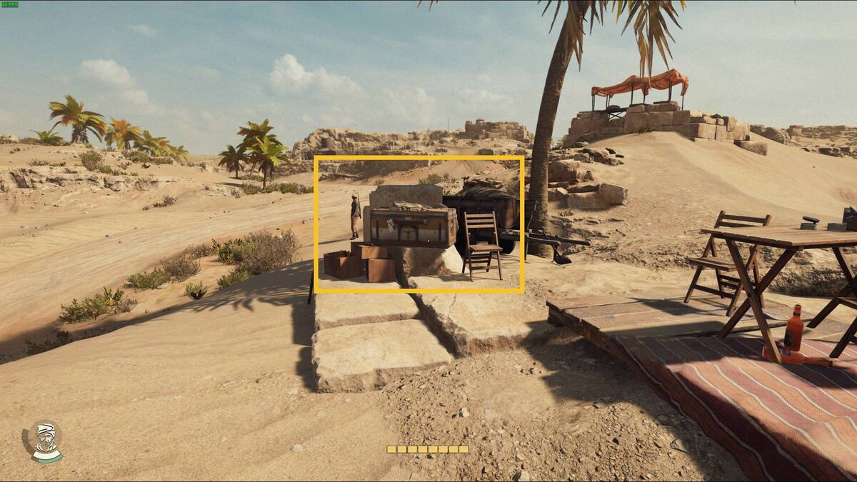Indiana Jones and the Great Circle Bright Future chest: small camp with a lockbox.