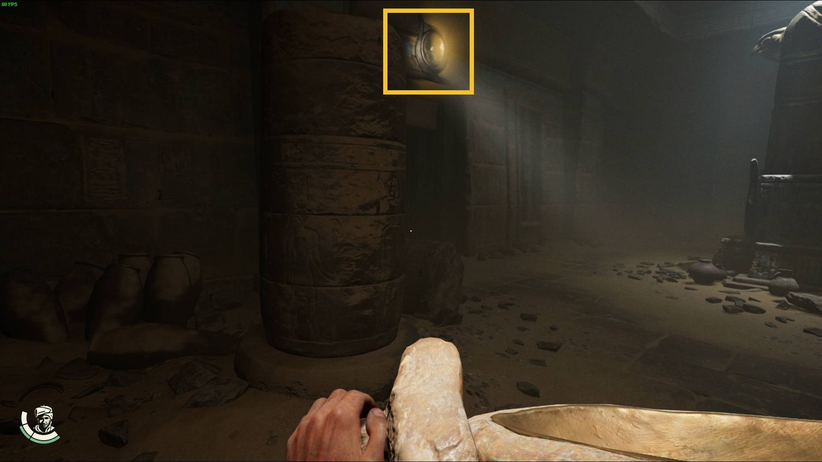 Indiana Jones and the Great Circle Sanctuary of the Ancient Gold Mask puzzle: Statue of Light puzzle chamber.