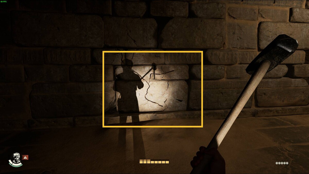 Indiana Jones and the Great Circle Secret of the Queen Mother mural puzzle: Egyptian painting in a chamber.