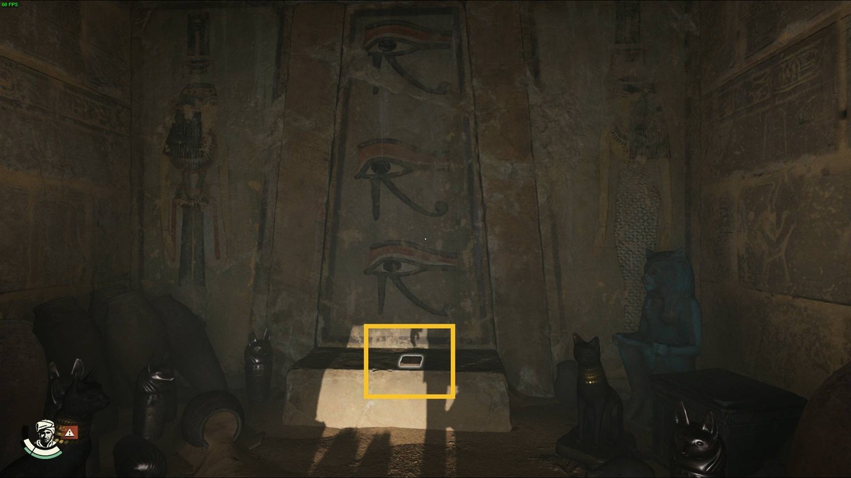 Indiana Jones and the Great Circle Secret of the Queen Mother mural puzzle: Egyptian painting in a chamber.