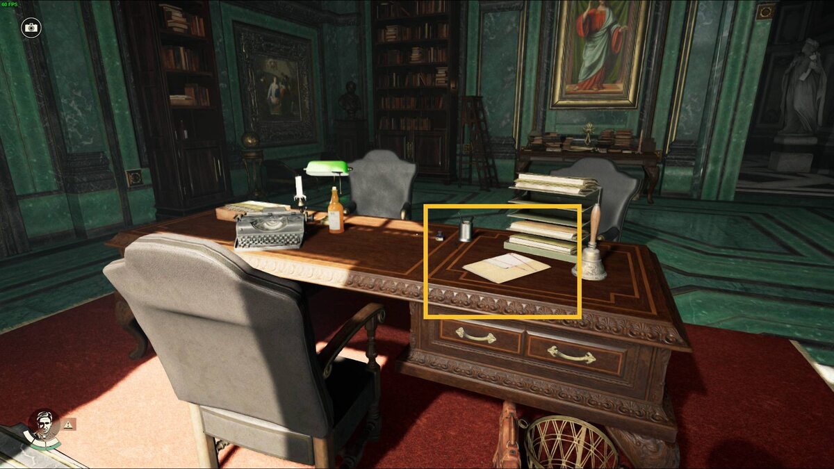 Indiana Jones and the Great Circle Snake in the Garden bookcase puzzle: Father Ventura's office.