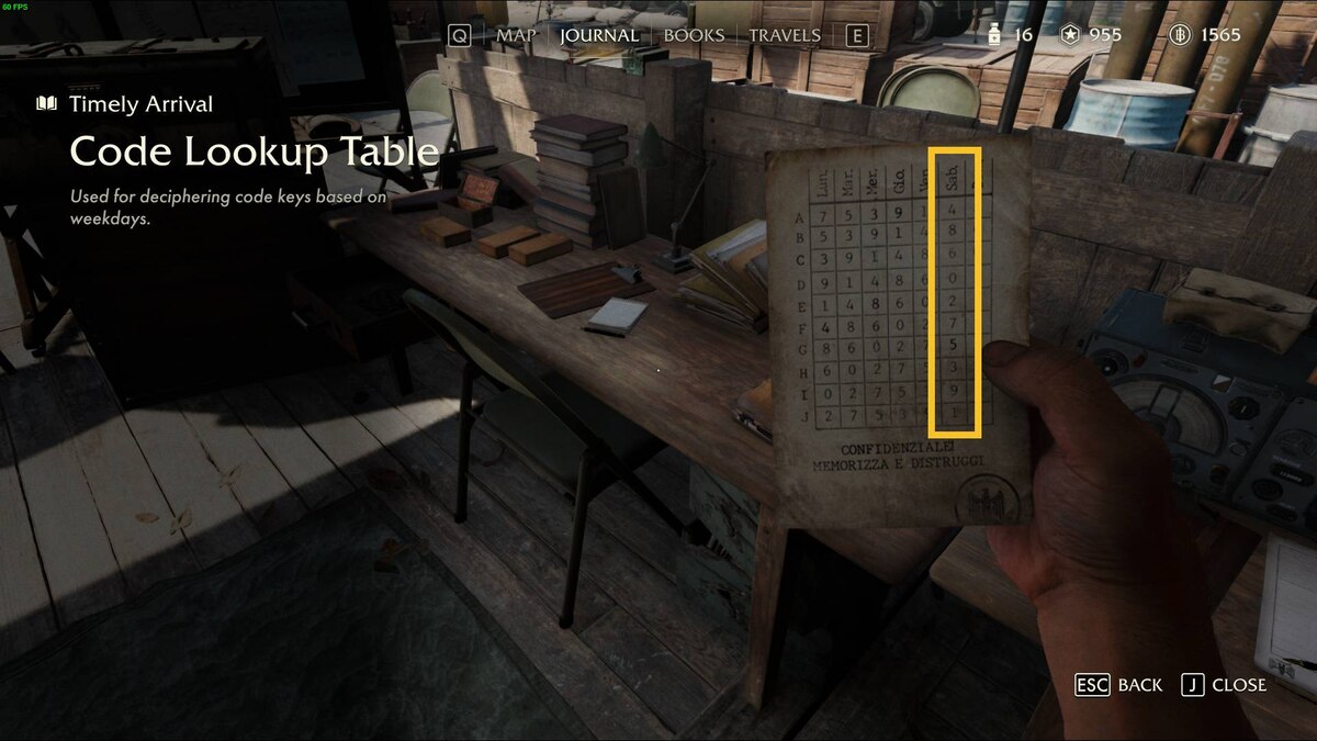 Indiana Jones and the Great Circle Timely Arrival chest code: journal documents..