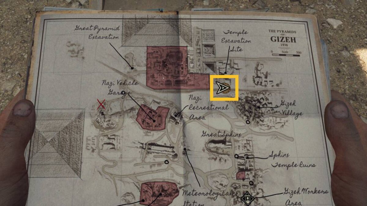 Indiana Jones and the Great Circle Wehrmacht Key and Uniform: map of Gizeh.