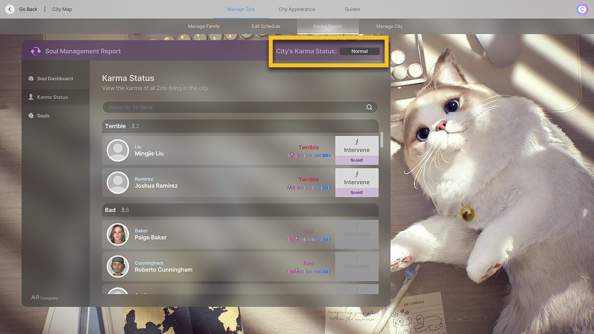 inZOI city karma: Edit City menu.
