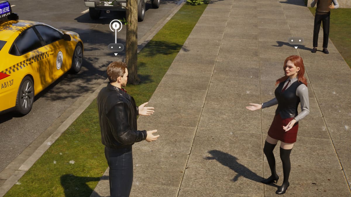 Image of two Zois arguing on the street in inZOI, leading to breakup and a divorce.