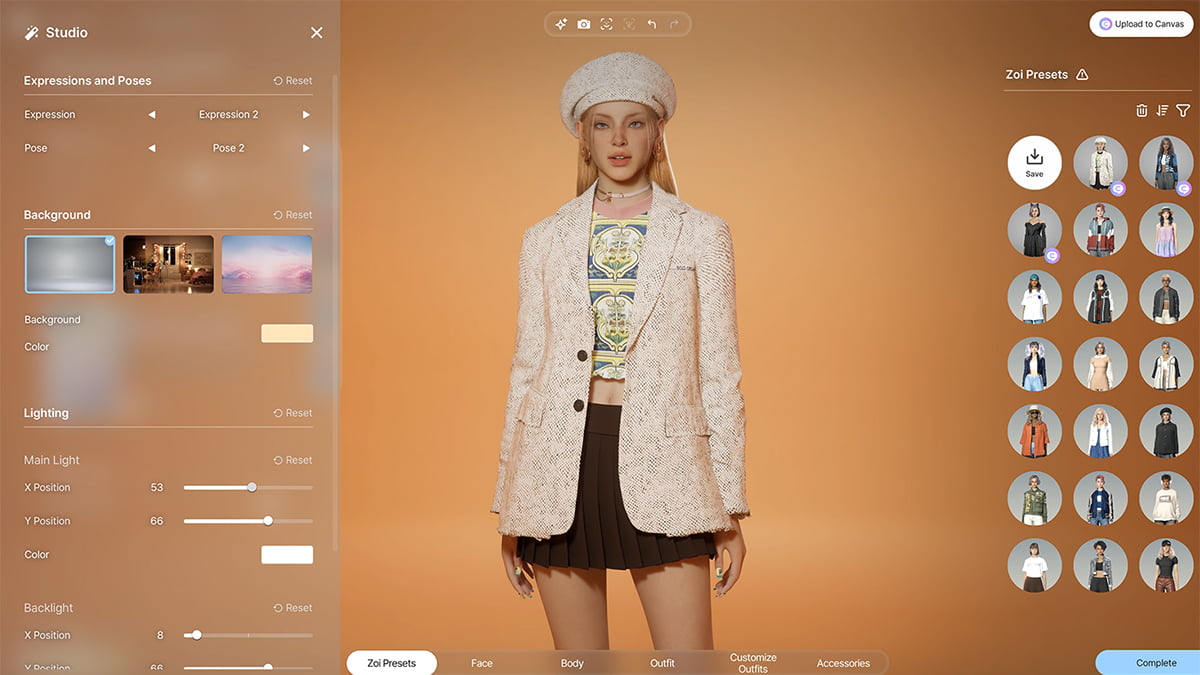 Image of a Zoi character creation process in inZOI.