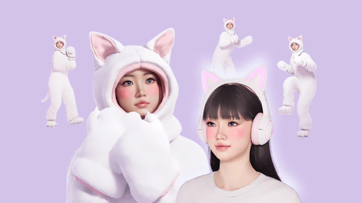 Image of the Play Together event rewards in inZOI, the Kitty-Outfit and the Kitty Headset.