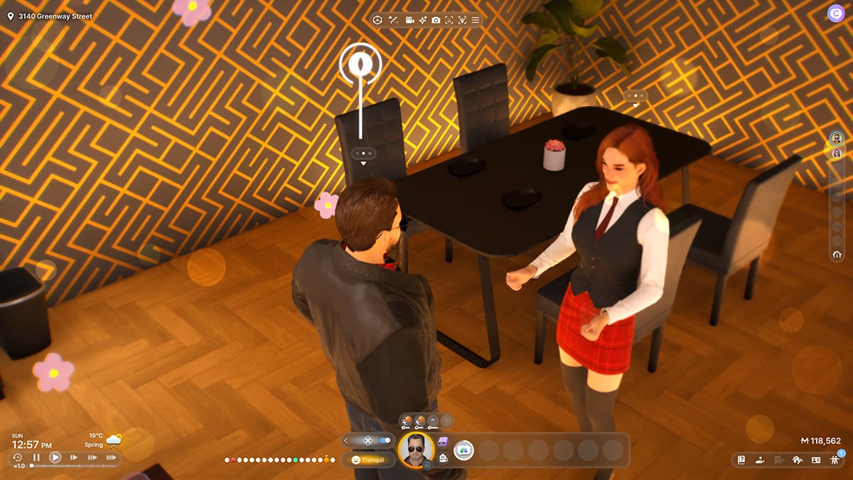 Image of a pair of Zois flirting and starting to date in inZOI.