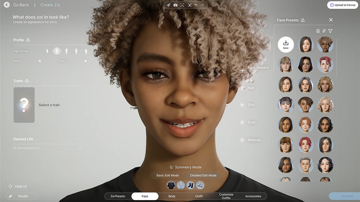 Image of the character creation process in inZOI.