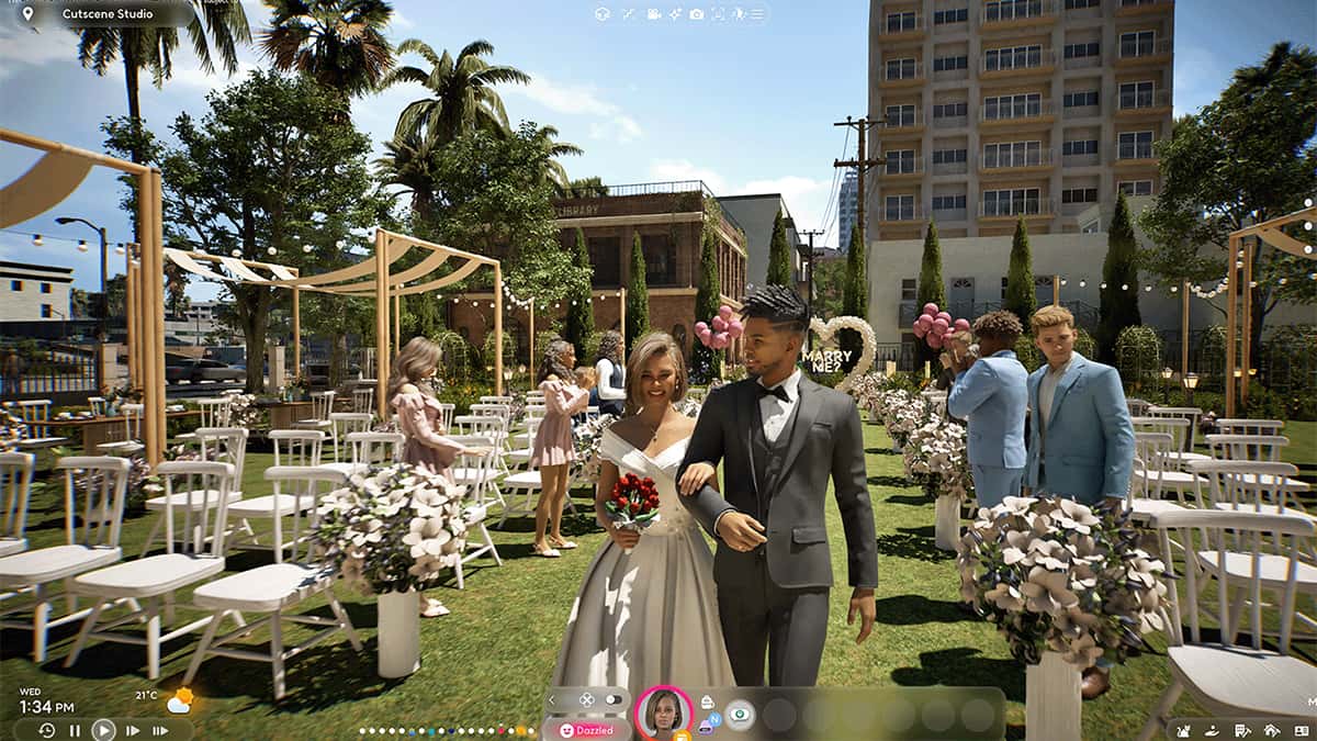 Image of a wedding scene between two characters in inZOI.