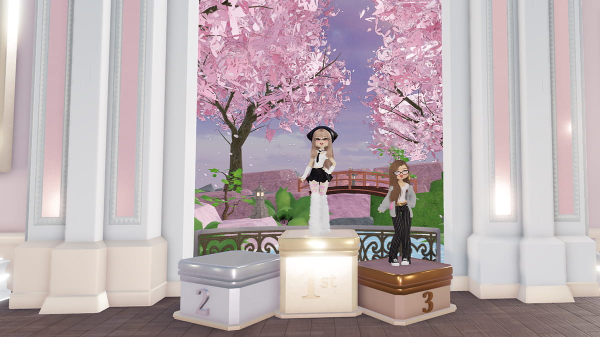 Image of the winner's podium in It Girl game on Roblox.