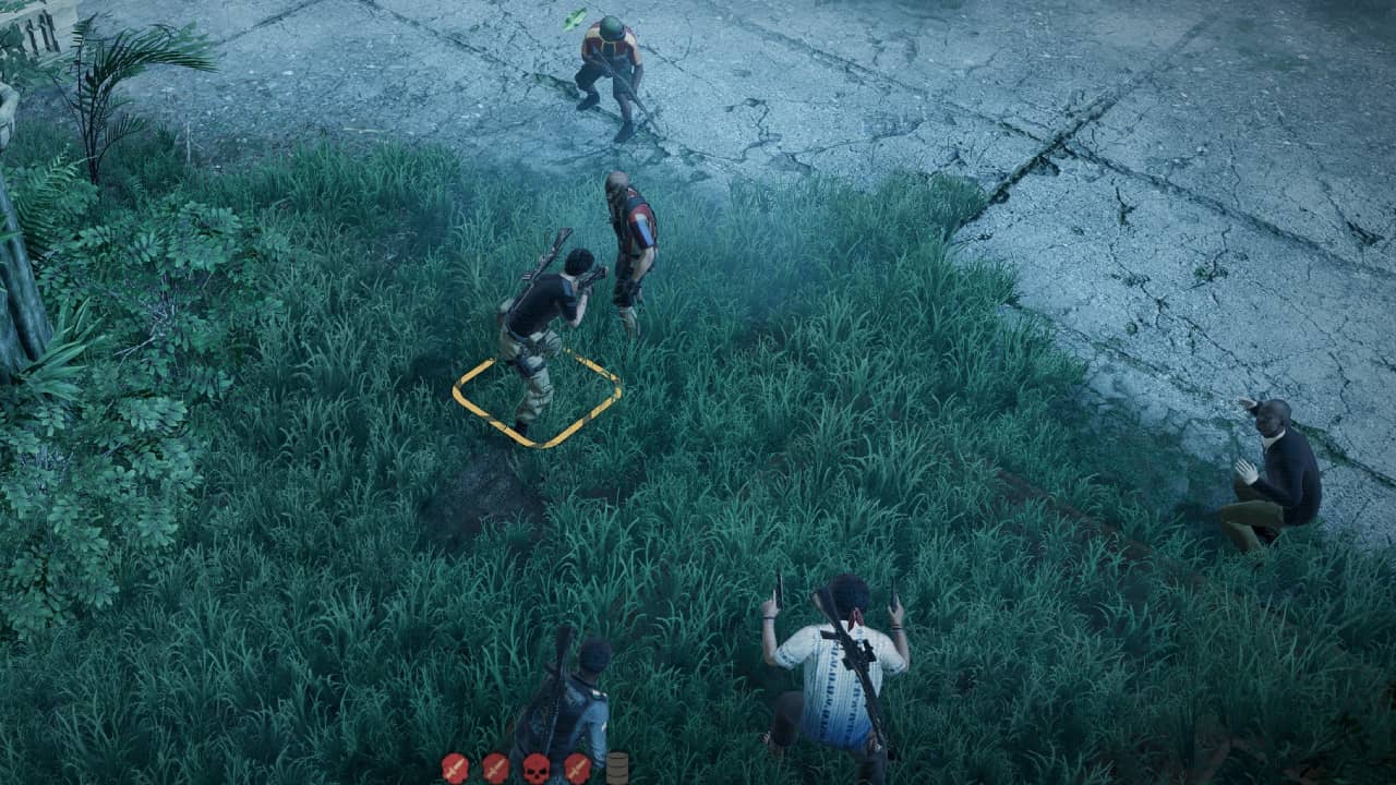 Jagged Alliance 3 best custom merc: A custom merc prepares to attack an opponent.