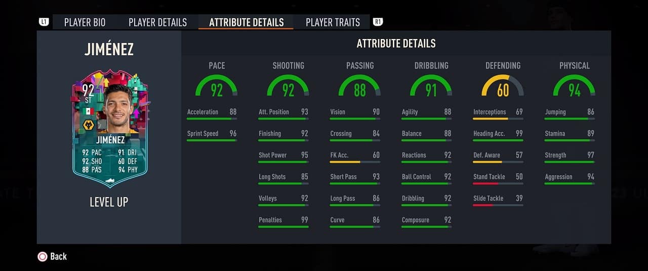 jimenez level up player profile fifa 23