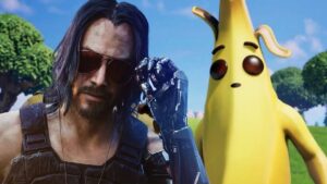 Peely skin and Johnny Silverhand in Fortnite