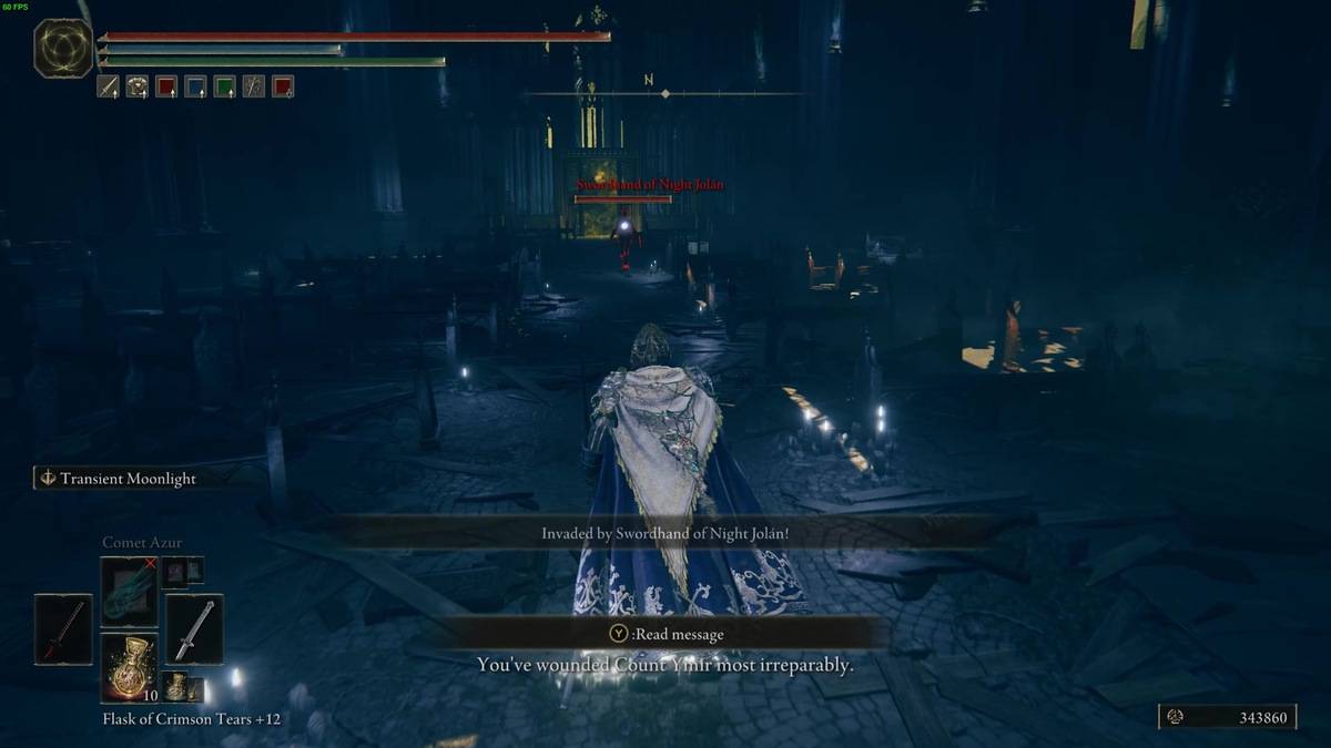 Elden Ring Shadow of the Erdtree Count Ymir: Tarnished fighting an invader.