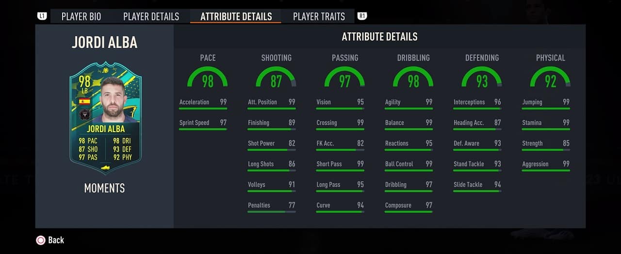 jordi alba player moments profile fifa 23