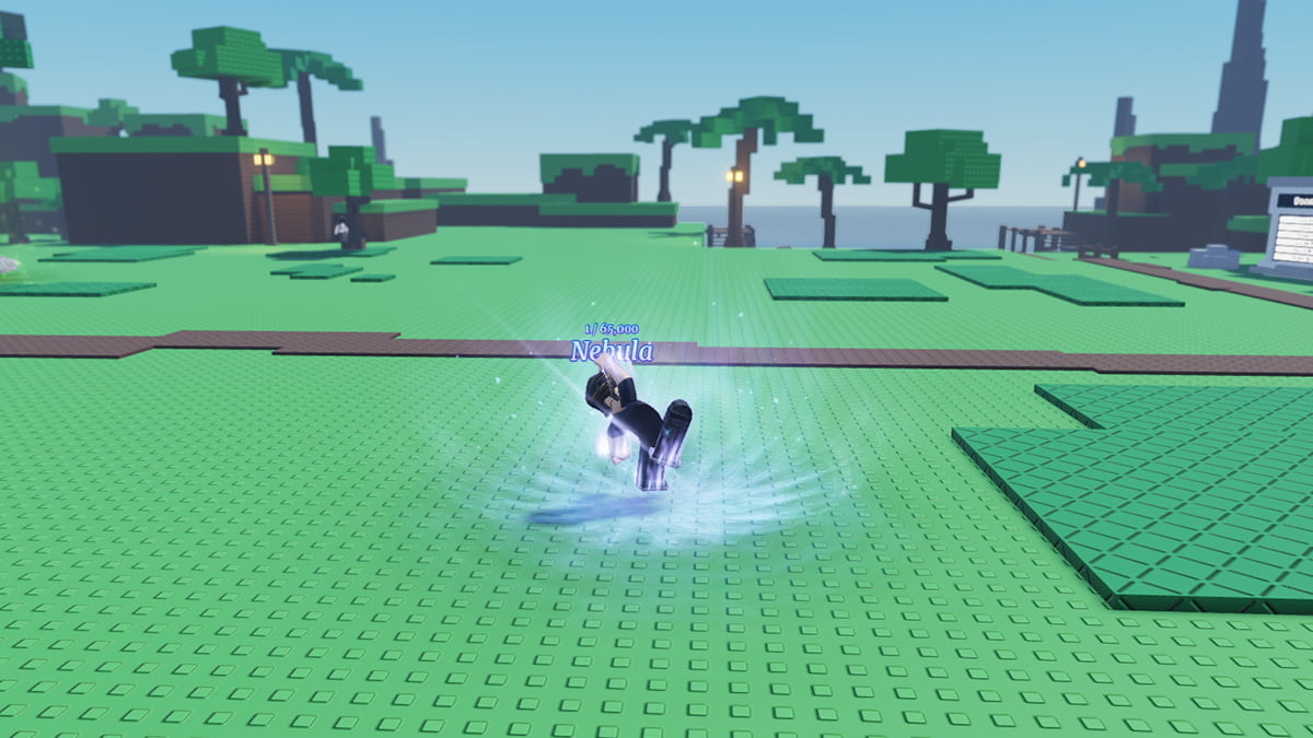 Image of the player wielding the Nebula Aura won through codes in Jule's RNG on Roblox.