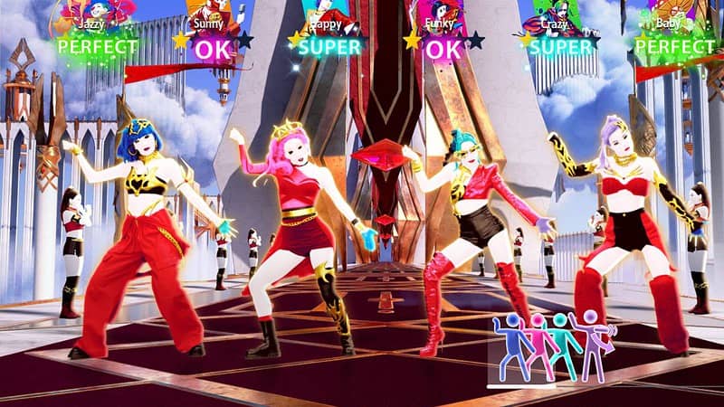 Just dance 2024 screenshots showing characters dancing on stage.