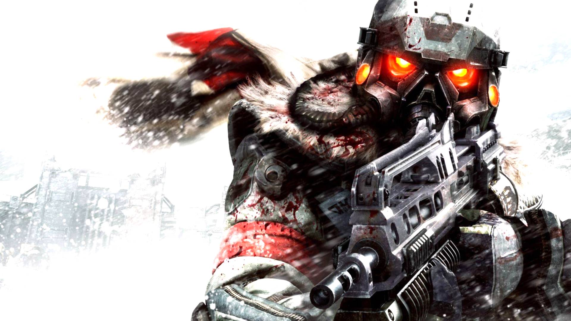 A Killzone Helgast aiming a gun in the snow