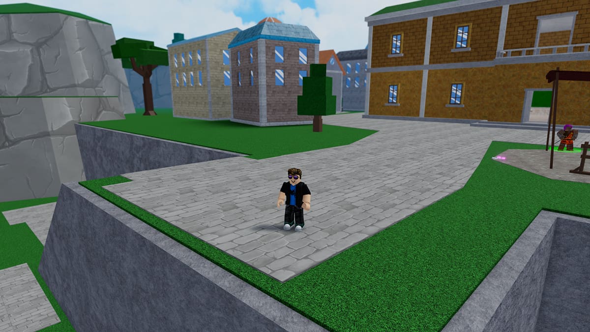 Image of the player standing at the square of the first town in King Legacy on Roblox.