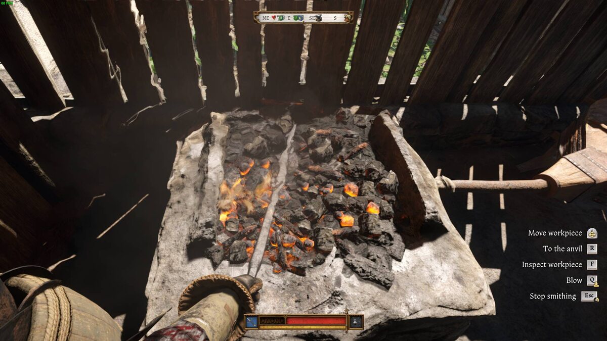 Kingdom Come Deliverance 2 Blacksmithing: smithing process.